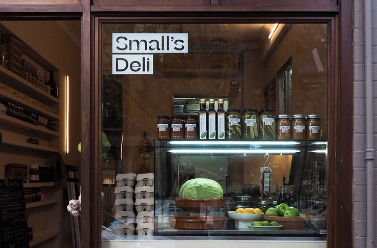 The front window of Small's Deli in Sydney